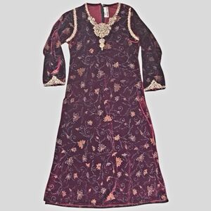 Velvet Dress Tunic with Gold Embroidery